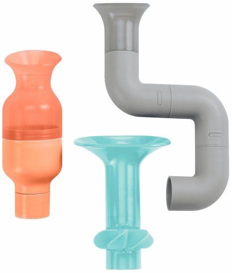 סט 3 צינורות משחק לאמבטיה מבית Boon - כתום/כחול / אפור