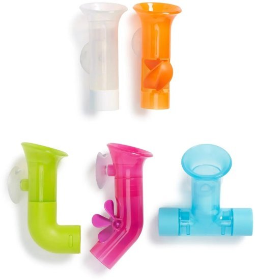 סט 5 צינורות משחק לאמבטיה מבית Boon - לבן/כחול/ורוד/צהוב / כתום
