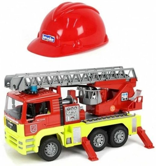 כבאית 47 ס''מ MAN TGA כוללת סולם נפתח ל-1 מטר עם קסדה מבית Bruder