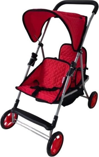 עגלת תאומים לבובה מבית New York Doll Collection - צבע אדום