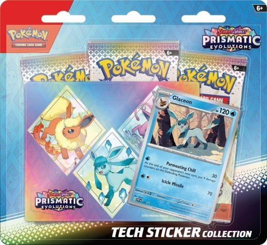 מארז קלפי אספנות פוקימון Glaceon - Pokemon TCG Scarlet & Violet: Prismatic Evolutions - Tech Sticker Collection