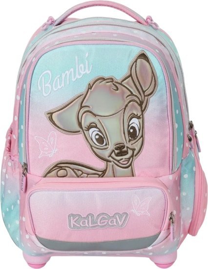 תיק גב אורתופדי לילדים דגם X-Fix מבית Kal Gav - צבע ורוד, עיצוב במבי