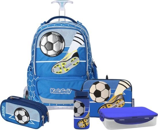 המארז המושלם לכיתה א' דגם X-Fix טרולי מבית Kal Gav - צבע כחול, עיצוב משחק כדורגל