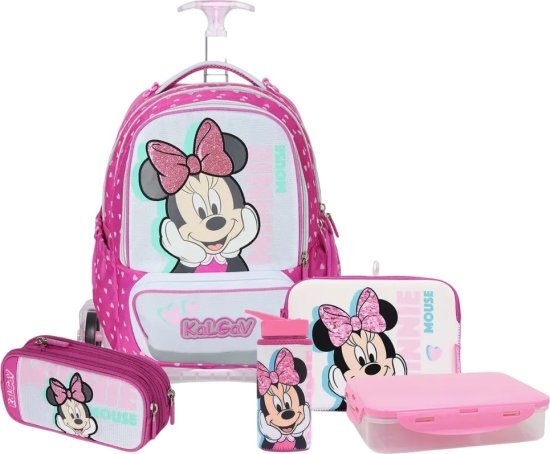 המארז המושלם לכיתה א' דגם X-Fix טרולי מבית Kal Gav - צבע ורוד כהה, עיצוב מיני מאוס