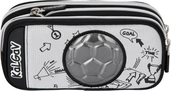 קלמר מתרחב מבית Kal Gav - צבע שחור / כסוף, עיצוב כדור כדורגל