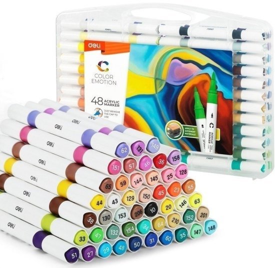 מארז 48 טושים אקרילים דו צדדים Deli