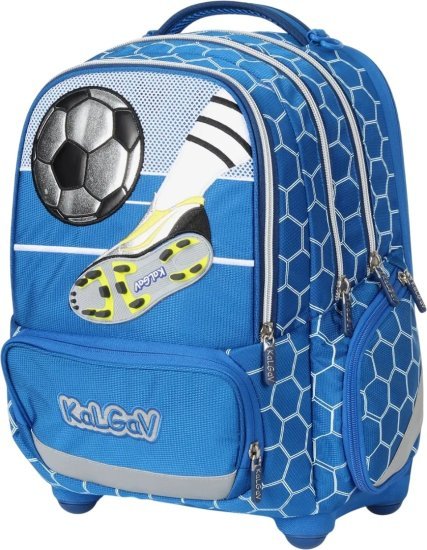 תיק גב אורתופדי לילדים דגם X-Fix מבית Kal Gav - צבע כחול, עיצוב משחק כדורגל