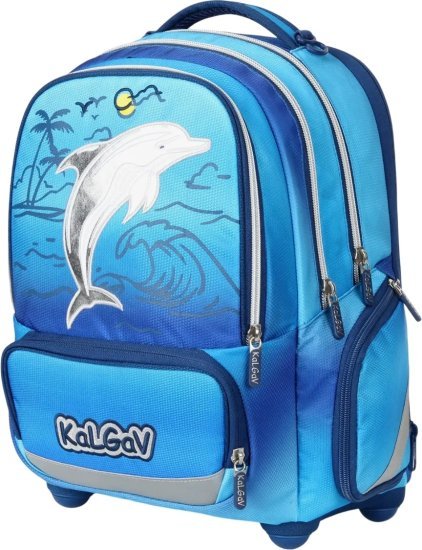 תיק גב אורתופדי לילדים דגם X-Fix מבית Kal Gav - צבע כחול, עיצוב דולפין