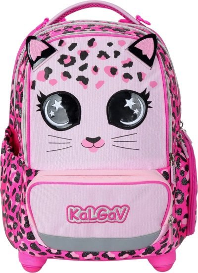 תיק גב אורתופדי לילדים דגם X-Fix מבית Kal Gav - צבע ורוד, עיצוב נמר