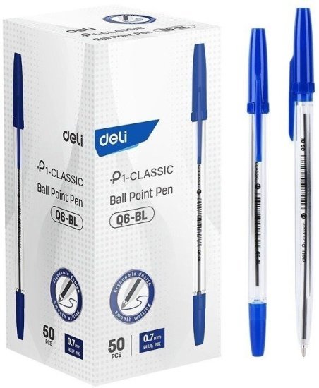 מארז עט כדורי 0.7 50 יחידות Deli - כחול