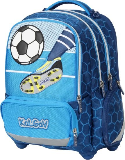 תיק גב אורתופדי לילדים דגם X-Fix מבית Kal Gav - צבע כחול כהה, עיצוב משחק כדורגל