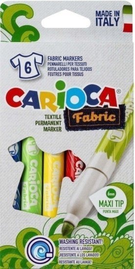 סט 6 טושים צבעוניים לטקסטיל Maxi מבית Carioca