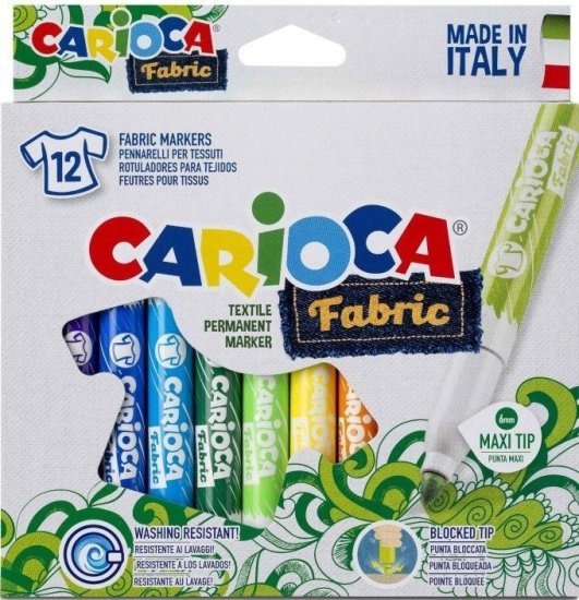 סט 12 טושים צבעוניים לטקסטיל Maxi מבית Carioca