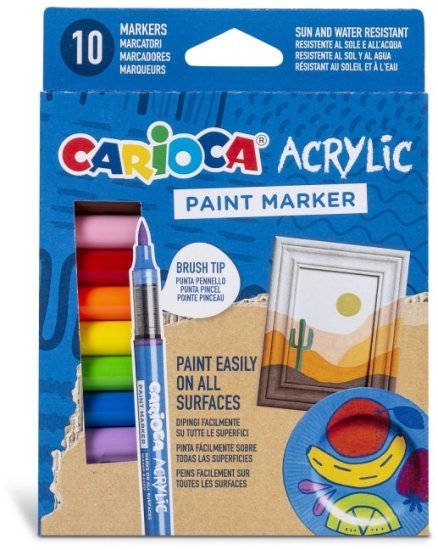 סט 10 טושי אקריליק לצביעה על מגוון משטחים מבית Carioca