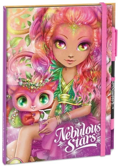 מחברת כריכה קשה 96 דפים שחורים Nebulous Stars - ורוד