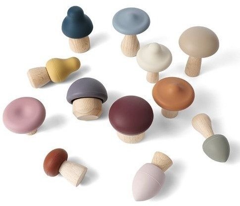סט הרכבה 12 פטריות - עץ וסיליקון Egmont