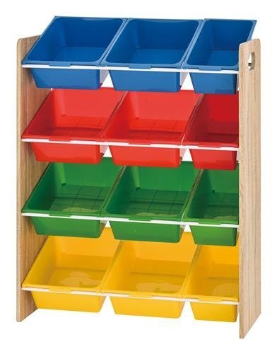 ארגונית צעצועים עם 12 קופסאות צבעוניות Honey Can Do - צבע עץ