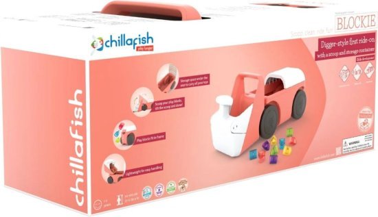 בימבה 4 גלגלים לילדים עם בלוקי משחק צבעוניים דגם Blockie מבית Chillafish - צבע ורוד פלמינגו