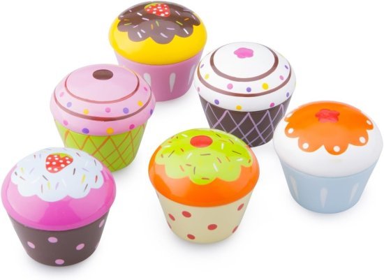 סט 6 קאפקייקס צבעוניים מעץ מבית Bgifts