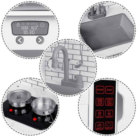 מטבח עץ אינטראקטיבי לילדים 70x29.5x96 ס''מ דגם שקד מבית I-POP