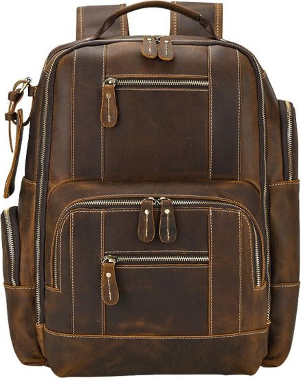 תיק גב למחשב נייד בגודל 15.6 אינץ' דגם The Vintage Pro מבית Camel Mountain - צבע חום כהה