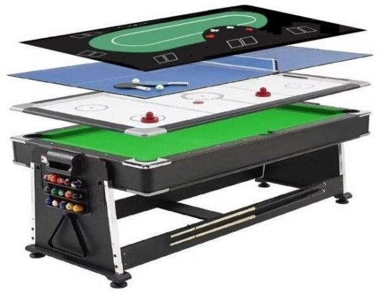 שולחן סנוקר 7 פיט מקצועי משולב 4 ב-1 Sportime