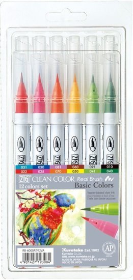 סט 12 טוש מכחול ZIG Clean Color Real Brush