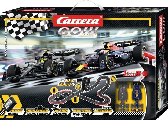 מסלול מכוניות 1:43 פורמולה 1 6.3 מטר מבית Carrera - מקס ורסטאפן נגד לואיס המילטון