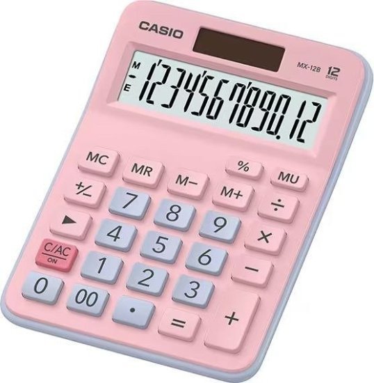 מחשבון שולחני Casio MX-12B - כחול / ורוד בהיר