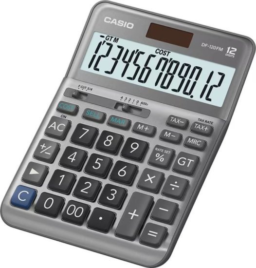 מחשבון שולחני Casio DF-120FM - אפור