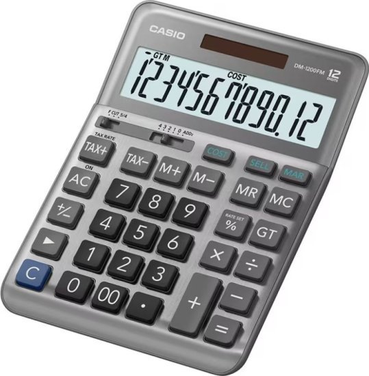 מחשבון שולחני Casio DM-1200FM - אפור