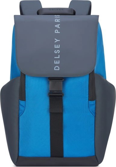 תיק גב למחשב נייד דגם Securflap מבית Delsey עד 15 אינץ' - צבע כחול Navy