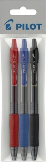 מארז 3 עטים 0.5 G-2 Gel Ink מבית PILOT - צבע כחול, אדום, שחור