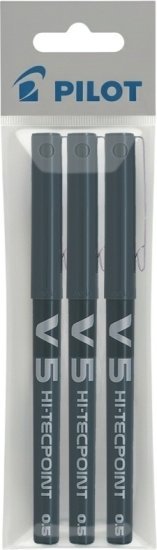 מארז 3 עטים 0.5 מ''מ V5 Hi-Tecpoint מבית PILOT - צבע שחור