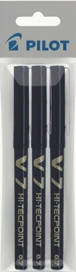 מארז 3 עטים 0.7 מ''מ V7 Hi-Tecpoint מבית PILOT - צבע שחור