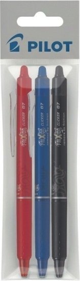 מארז 3 עטים מחיקים 0.7 FriXion Clicker Erasable Gel Ink מבית PILOT - צבע כחול, אדום, שחור