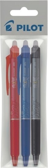 מארז 3 עטים מחיקים 0.5 FriXion Clicker Erasable Gel Ink מבית PILOT - צבע כחול, אדום, שחור