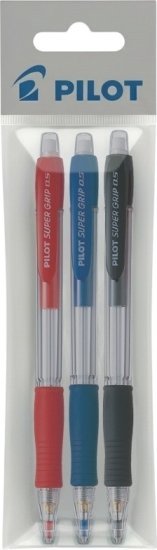 מארז 3 עפרונות מכניים (עט עפרון) 0.5 Super Grip H-185 מבית PILOT - צבע כחול, אדום, שחור