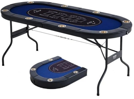 שולחן פוקר Premium מתקפל 8 שחקנים בצבע כחול 180 ס''מ מבית Hili Toys