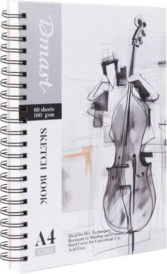 מחברת סקיצות 60 דפי A4 ספירלה צדדית מבית Dmast